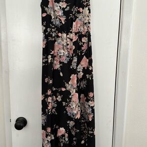 Black Floral with high-low wrap skirt